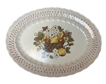 Vintage Metlox Vernon Ware ovale schaal fruitmand patroon Californië 14"
