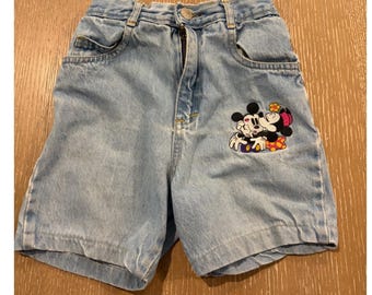 Vintage Mickey & Co Girls Size 5/6 Denim Shorts Mickey Minnie Embroidered