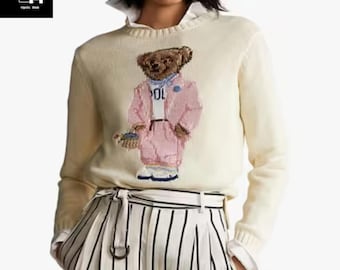 Polo Ralph Lauren Bear Sweater Off White | Classic Cozy Knit Jumper