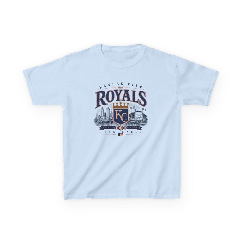 Camiseta de béisbol vintage de los Kansas City Royals — Tallas para bebés, niños y adultos Light Blue