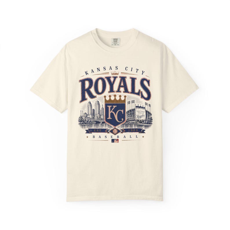 Camiseta de béisbol vintage de los Kansas City Royals — Tallas para bebés, niños y adultos Ivory