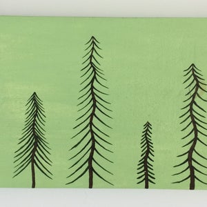 Twisted Pines Hand Painted Recycled Wood Plaque Crazy Pine Trees Reused Fence Board Painting Green Trees Recycled Wood Home Decor Wall Art