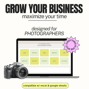 Photographer Business Organizer | Google Sheets Template, Client CRM, Gallery Tracker, Budget, Content Planner, Income Expense
