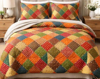 Modello PDF per trapunta a rombi, modello moderno per blocco di trapunta geometrica, cucito patchwork per principianti, download immediato stampabile.