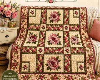Vintage Patchwork Charm Quilt Pattern Blanket
