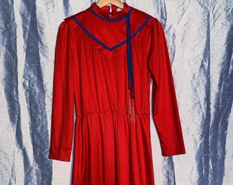 VINTAGE DRESS (CMLINNS Accent / vibrant red meadow) – Western Boho - Retro 70s- Unique - Original