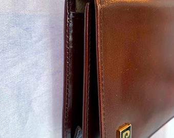 Vintage Pierre Cardin clutch from the 1970s “Cardin Line” – brown leather shoulder bag – structured design – designer piece