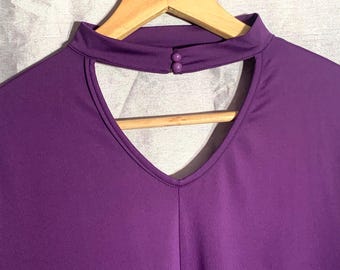 Vintage Qing Qing Fashion purple tunic – choker collar – elegant flowy top – minimalist 90s style Y2k