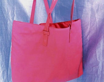 Lancôme Paris tote bag – high-end Y2K edition in suede canvas, patent handles and silver logo trim, perfect condition