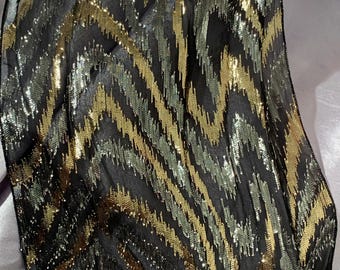 Vintage iridescent black metallic scarf – shimmering light effect – Lurex fibers – sparkling piece – 1980s-90s. Canadian piece