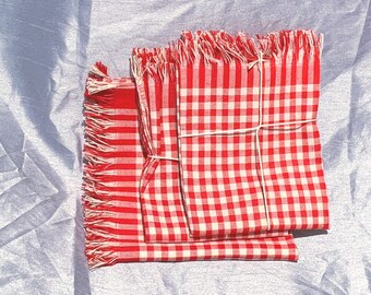 Zestaw trzech zabytkowych ściereczek kuchennych Cannon Canada z lat 50. i 70. XX wieku | gruba bawełna w rustykalnym, szykownym stylu farmhouse | Lower St. Lawrence