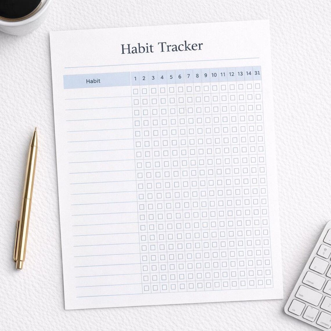 Minimalist Habit Tracker Printable | Monthly Productivity Planner ...