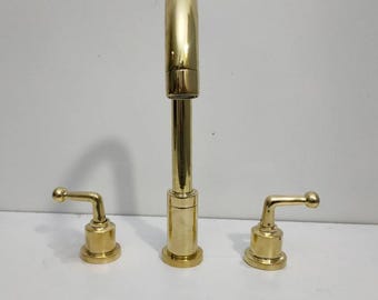 Handmade Solid Brass Gooseneck Faucet | Moroccan Farmhouse Sink Fixture