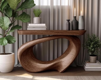 Handmade Live Edge Solid Wood Console Table, Rustic Entryway Hallway Furniture
