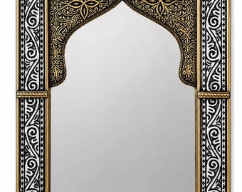 Handmade Moroccan Brass Mirror, Moorish Arched Wall Decor for Luxury Interiors