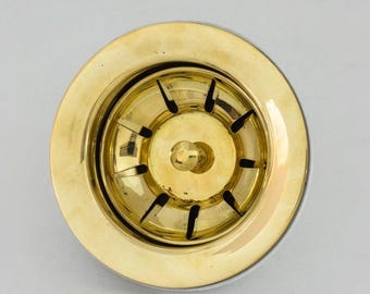 Solid Brass Sink Strainer | Unlacquered Farmhouse Drain Stopper | Handmade Morocco