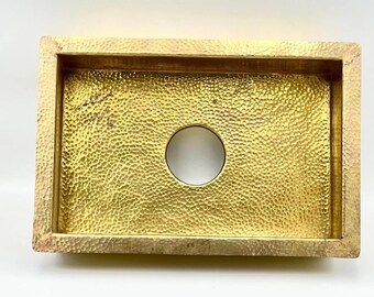 Handmade Hammered Kitchen Sink, Unlacquered Brass Farmhouse Basin, Luxury Apron Front Bar Sink