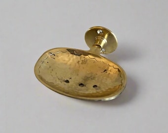 Handmade Unlacquered Brass Soap Dish, Hammered Bathroom Tray, Vintage Holder