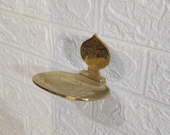 Handmade Unlacquered Brass Soap Holder, Wall Mounted Dish, Moroccan Engraved Decor