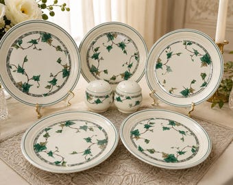 Noritake Ivy Lane 7,5" - 8"|  Set van 5 borden en peper- en zoutstel | Keltcraft Ireland Vintage
