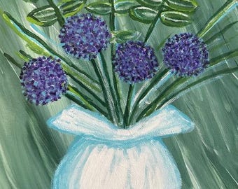 Purple flowers in vase
