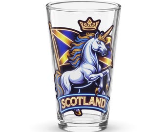 Majestätisches schottisches Einhorn Pintglas - Krone Saltire Flagge