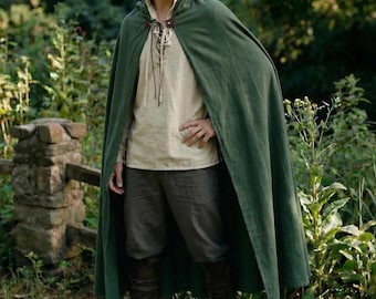 Capa medieval con capucha unisex, disfraz renacentista para LARP, regalo para él o ella.