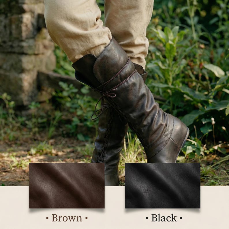 Medieval Lace Up Knee High Boots Men Women LARP Gift Renaissance Barefoot Costume