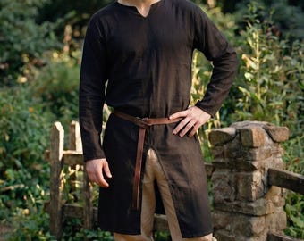 Traje medieval para hombre, camisa renacentista, regalo para él, túnica vikinga de algodón de manga larga