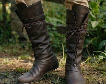 Botas medievales altas con cordones para hombre y mujer, regalo para LARP, disfraz renacentista descalzo.