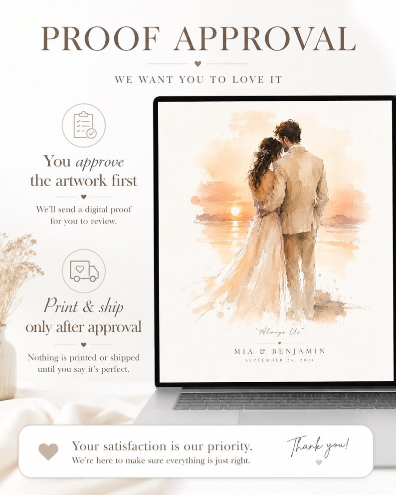 Always Us Watercolor Print, Personalized Wall Art for Married Couple image 4