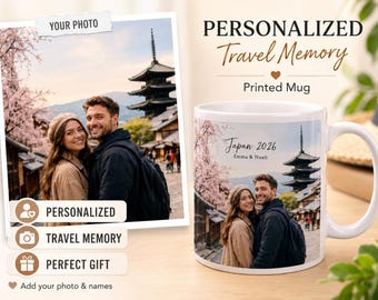 Personalized Japan Photo Mug, Travel Memory Gift for Couple or Traveler