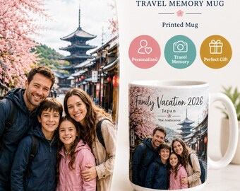 Family Vacation Mug, Personalized Travel Photo Gift for Family