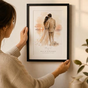 Always Us Watercolor Print, Personalized Wall Art for Married Couple image 1