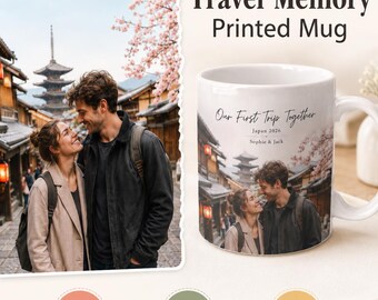 Personalized Photo Mug, First Trip Together Travel Gift for Boyfriend or Girlfriend