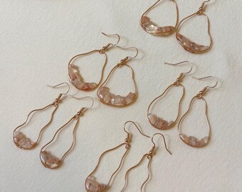 One of a Kind Moonstone Earrings, Organic Wire Earrings, Sculptural Earrings, Handmade Artisan Jewelry