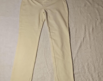 One5One Women's Beige Solid Ankle Leggings Size M Regular Viscose Nylon Spandex