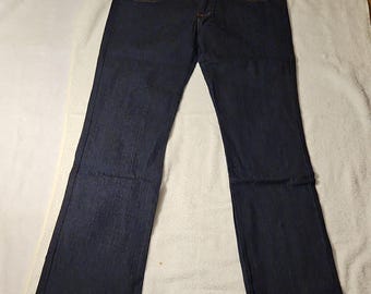 Top Jhon Jeans Girls Size 13/14 Dark Blue Bootcut Denim Logo Embroidered