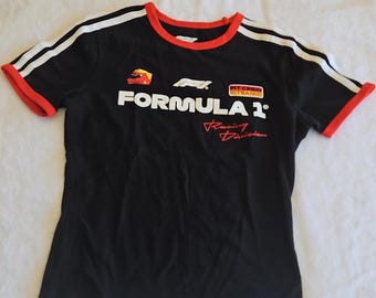 Camiseta Hybrid Apparel Formula 1 Racing Division Pit Crew XXS Negra Roja Blanca