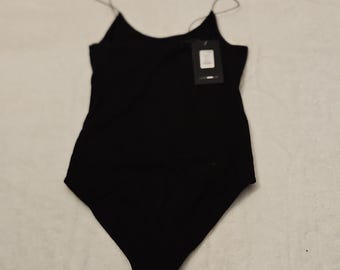 Body intero nero Fashion Nova da donna, taglia S, tinta unita opaca