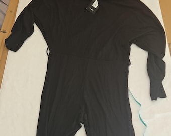 Fashion Nova Long Sleeve Jumpsuit One-Piece Black Women's Size L Casual