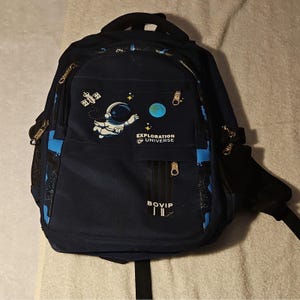 BOVIP Astronaut Space kinderrugzak blauw medium polyester verstelbare riem