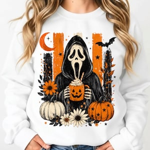 Ghostface Fall Coffee Png, Halloween Latte Shirt Design, Autumn Spooky Season Sublimation, Spooky Pumpkin Coffee PNG