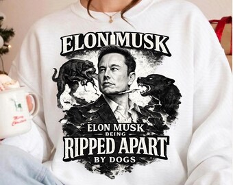 Camiseta "Elon Musk despedazado por perros", estilo streetwear con comentarios sociales, odio a Elon Musk, anti-tecnología, sin reyes (descarga digital).