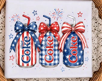Coca-Cola Light PNG del 4 de julio, Dr Pepper patriótico PNG, Coquette de verano con lazo para amantes de la Coca-Cola (sublimación), imágenes prediseñadas de refrescos estadounidenses retro para chicas