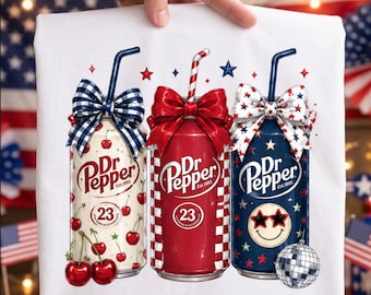 Lata de refresco patriótica PNG: Dr Pepper, Coca-Cola Light, diseño de sublimación del 4 de julio (descarga digital)
