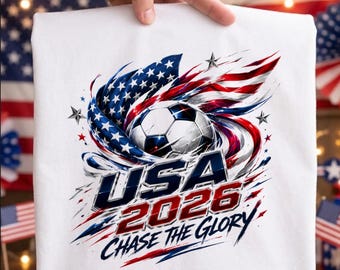 PNG del Mundial de EE. UU. 2026, diseño patriótico de fútbol de EE. UU., diseño de camiseta para aficionados al fútbol de EE. UU., PNG del Mundial 26, descarga digital, PNG para sublimación