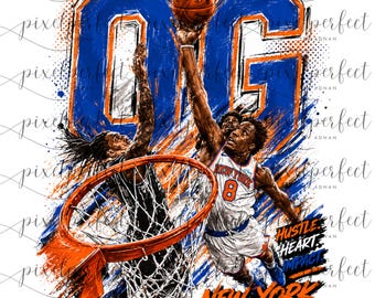 Gráfico PNG de baloncesto de Nueva York / Diseño deportivo de alta energía / Fondo transparente / Listo para DTF / Finales de los Knicks png / Baloncesto de Nueva York