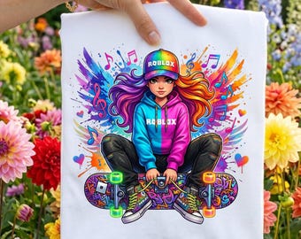 Roblox Girl PNG, Roblox SVG Design, Roblox Theme Shirt, Cute Roblox Art, Gaming Birthday Party Sublimation Print