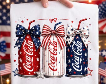 Coca-Cola PNG del 4 de julio, bebida patriótica de verano por sublimación, PNG de chica americana, PNG de verano americano, patriótico preppy (descarga digital)